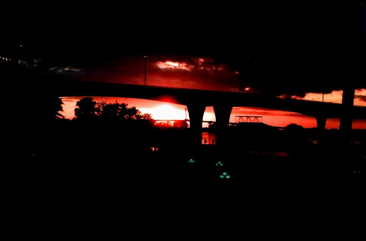 The causeway at sunset.