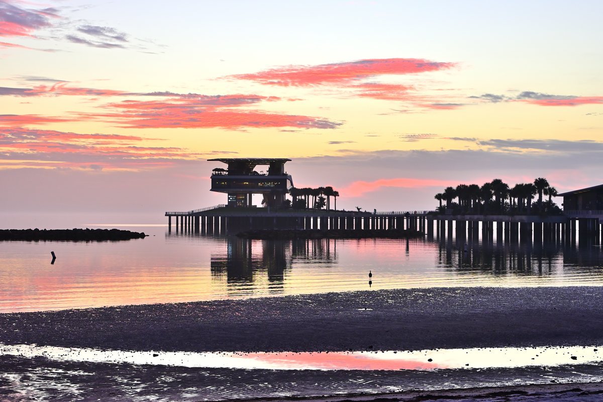 The St. Pete Pier at sunrise.
