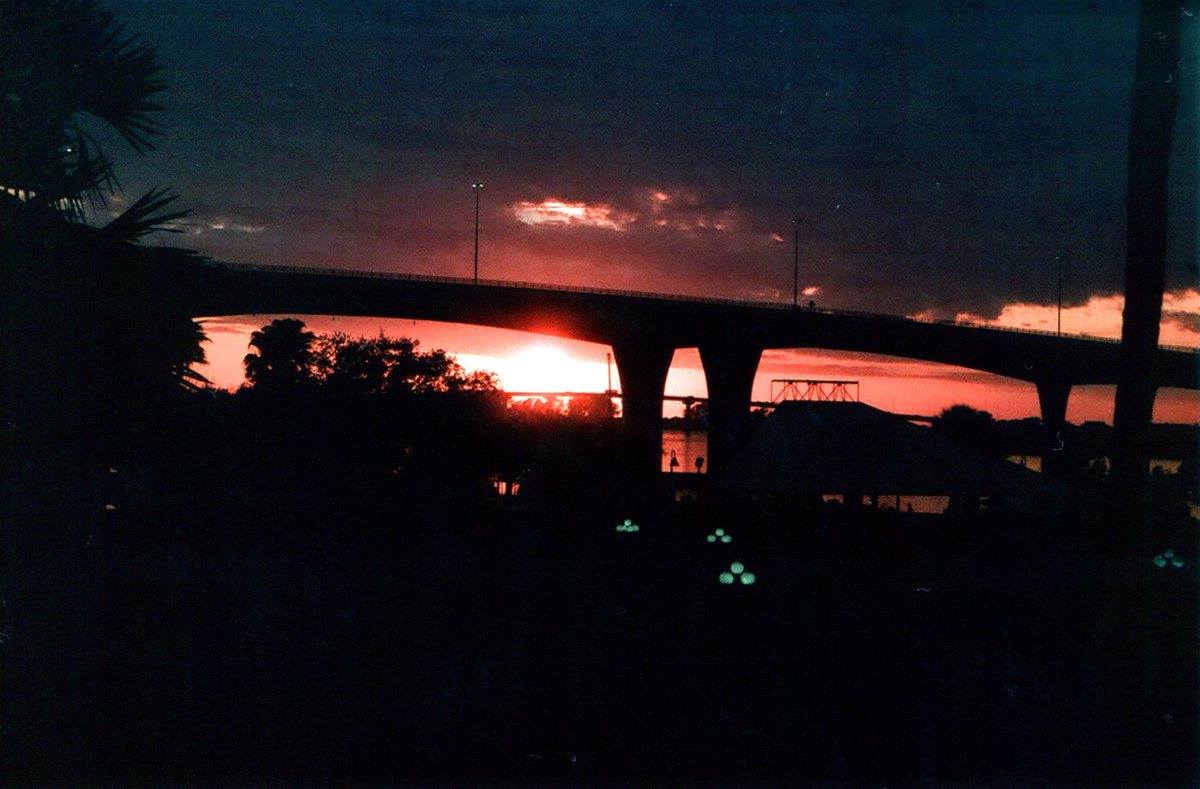 Sunset under Memorial Causeway bridge.